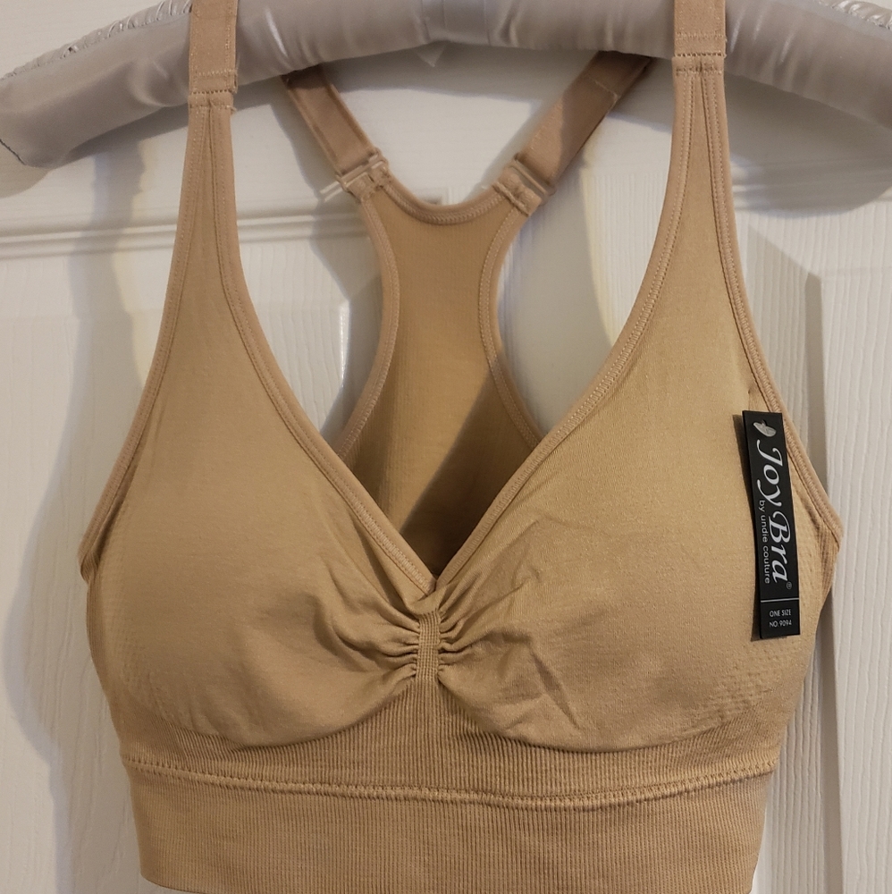 Joy Racerback Removable Pads One Size Bra Nude Beige.